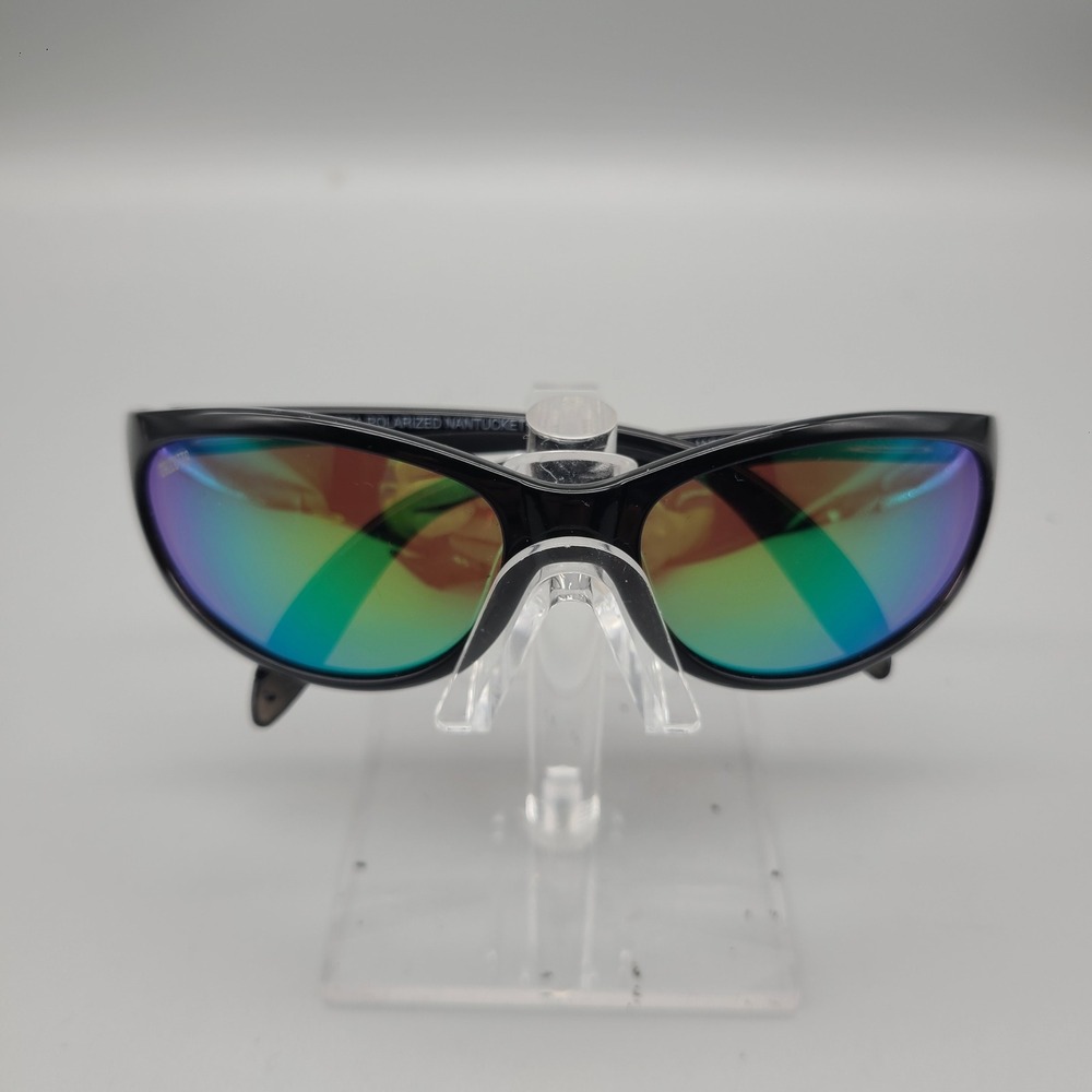 Calcutta Polarized Nantucket Sunglasses Black Frame Multi Mirror Lens Skull Logo